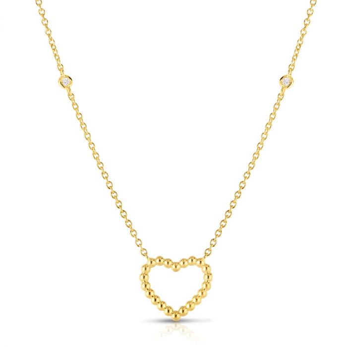 gold popcorn heart necklace